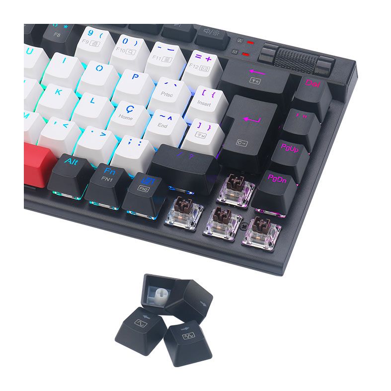 Teclado Mecanico Gamer Redragon Magic Wand Mini Pro, RGB, USB, Switch Marrom, K635WBR-RGB-PRO-PT-BROWN