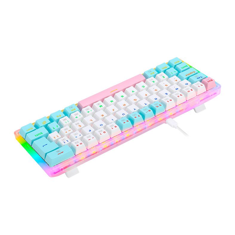 Teclado Mecanico Gamer Redragon Akali Ice Cream, Rainbow, Switch Brown, Branco e Azul, K642R-PWB-PT-BROWN