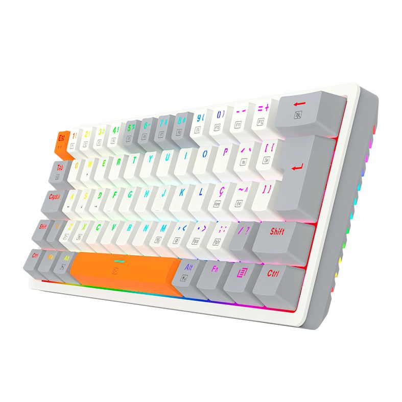 Teclado Mecanico Gamer Redragon Akali , RGB, Switch Brown, Branco, K642WGO-RGB-PT-BROWN