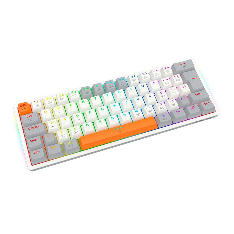 Teclado Mecanico Gamer Redragon Akali , RGB, Switch Brown, Branco, K642WGO-RGB-PT-BROWN