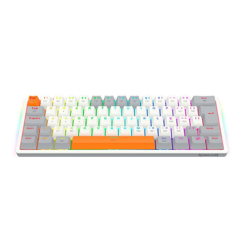 Teclado Mecanico Gamer Redragon Akali , RGB, Switch Brown, Branco, K642WGO-RGB-PT-BROWN