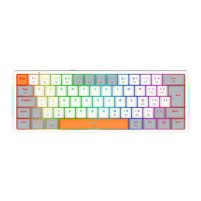 Teclado Mecanico Gamer Redragon Akali , RGB, Switch Brown, Branco, K642WGO-RGB-PT-BROWN