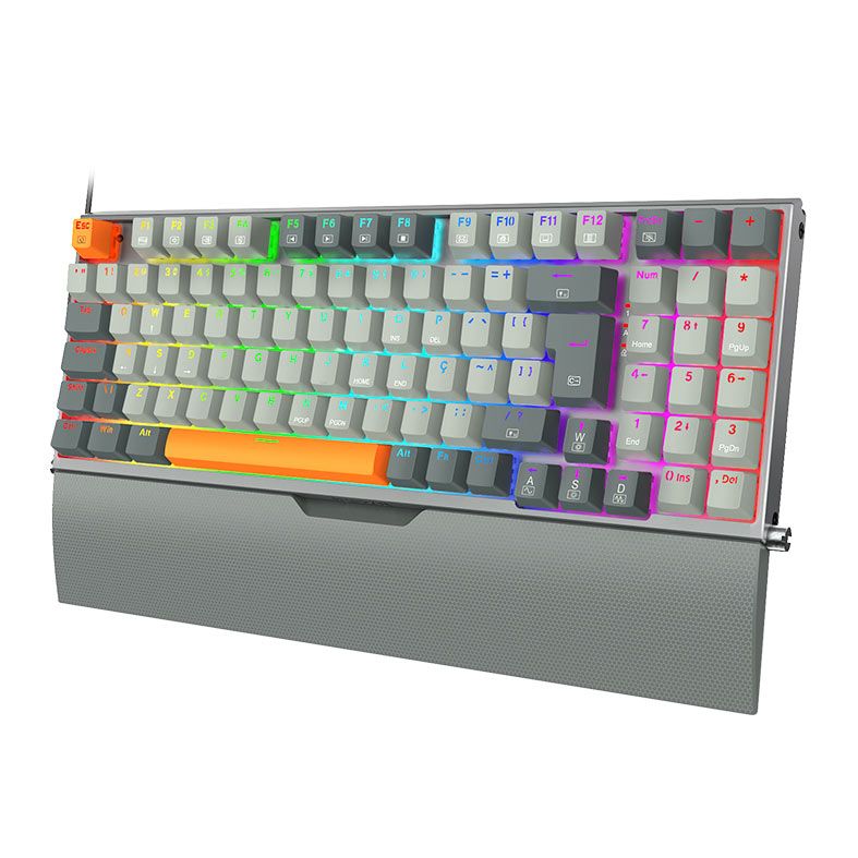 Teclado Mecanico Redragon OLAF, RGB, Switch Marrom, Preto e Cinza, K648GG-RGB-PT-BROWN