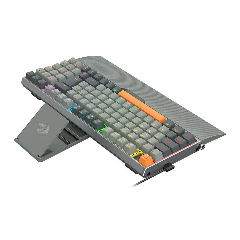 Teclado Mecanico Redragon OLAF, RGB, Switch Marrom, Preto e Cinza, K648GG-RGB-PT-BROWN