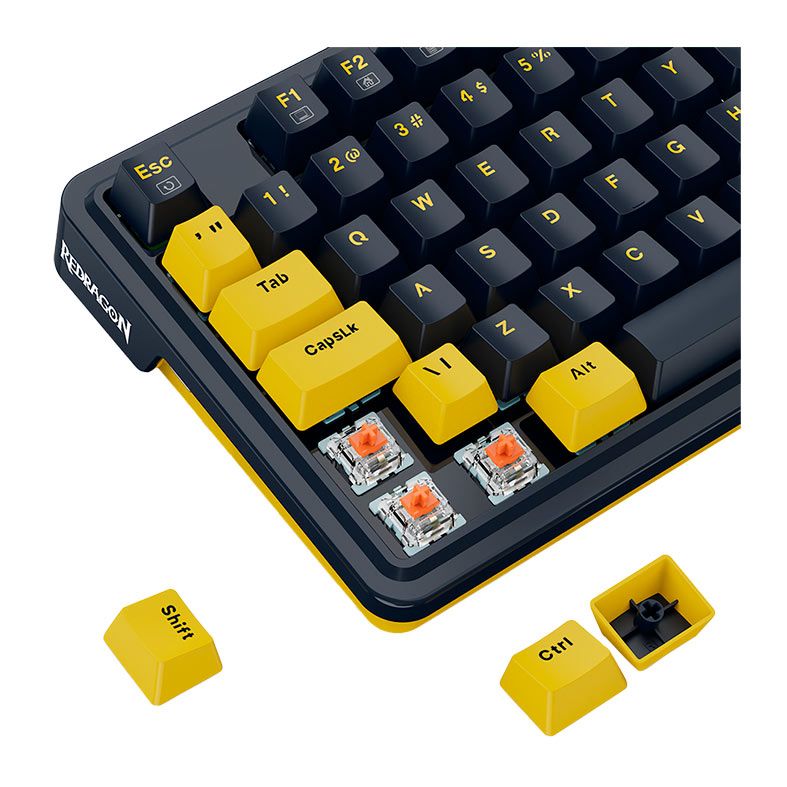 Teclado Mecanico Redragon ELF, RGB, Switch Melt Gold, Preto e Amarelo, K649PY-RGB-PT