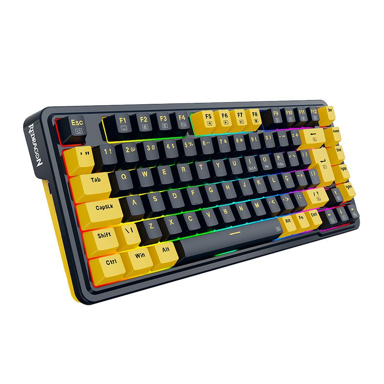 Teclado Mecanico Redragon ELF, RGB, Switch Melt Gold, Preto e Amarelo, K649PY-RGB-PT