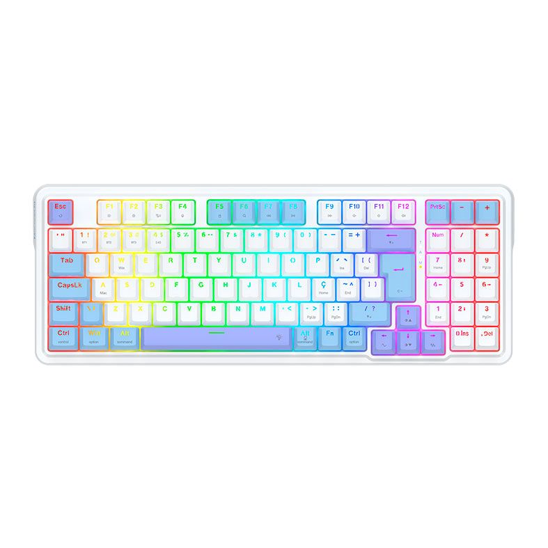 Teclado Mecanico Redragon Gloria Pro, RGB, Switch Bumblebee, Branco e Azul, K664WBP-RGB-PRO-PT-BUMBLEBEE