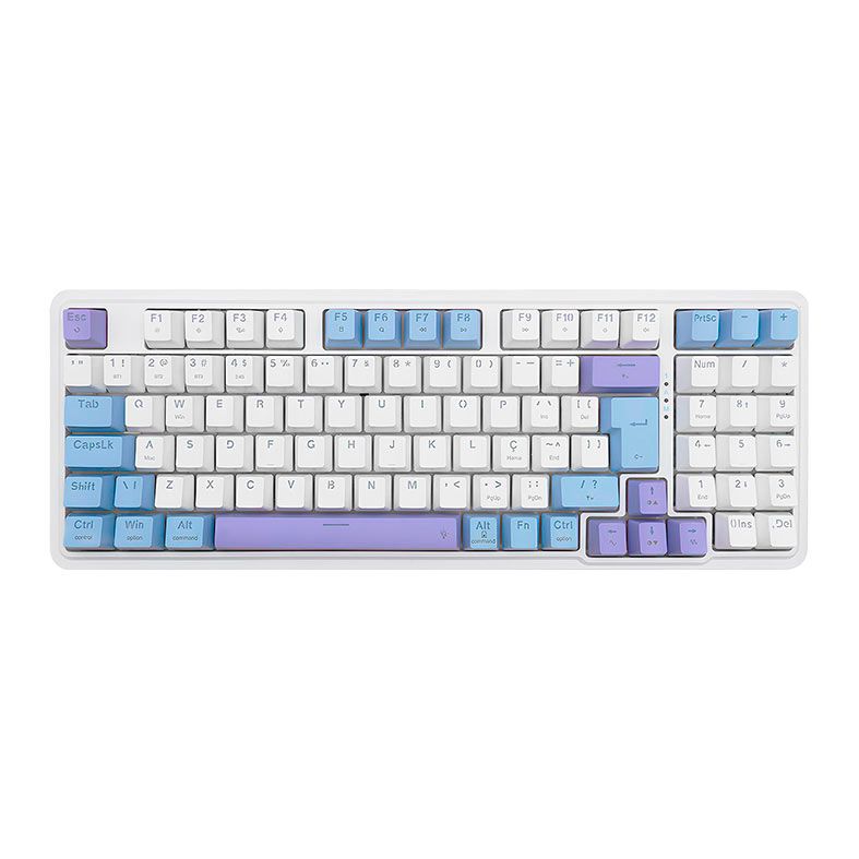 Teclado Mecanico Redragon Gloria Pro, RGB, Switch Bumblebee, Branco e Azul, K664WBP-RGB-PRO-PT-BUMBLEBEE