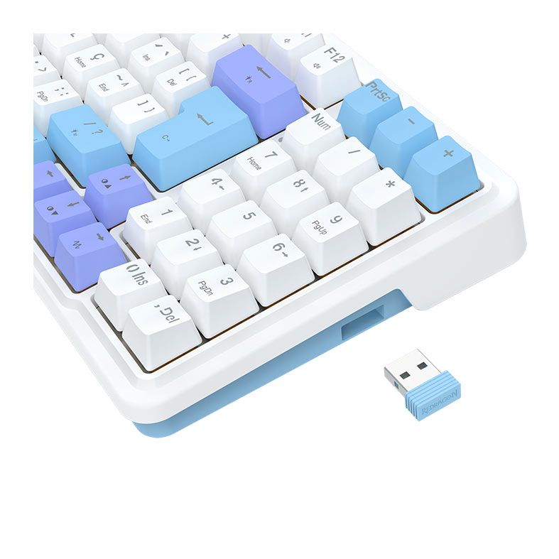 Teclado Mecanico Redragon Gloria Pro, RGB, Switch Bumblebee, Branco e Azul, K664WBP-RGB-PRO-PT-BUMBLEBEE