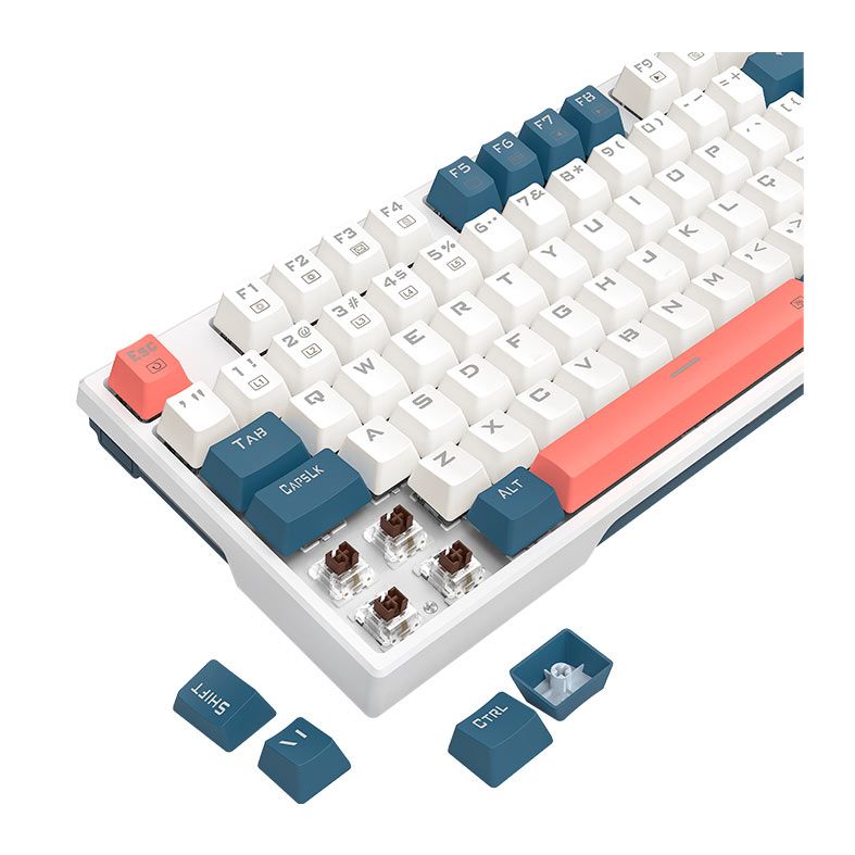 Teclado Mecanico Gamer Redragon Trundle, RGB, Switch Marrom, Branco e Azul, K668WBO-RGB-PT-BROWN
