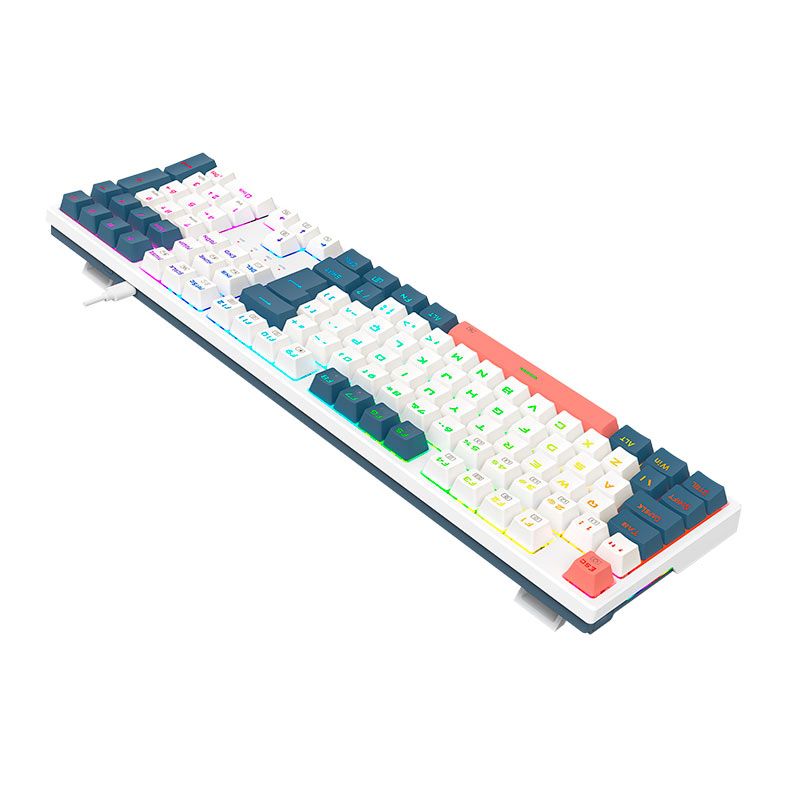 Teclado Mecanico Gamer Redragon Trundle, RGB, Switch Marrom, Branco e Azul, K668WBO-RGB-PT-BROWN