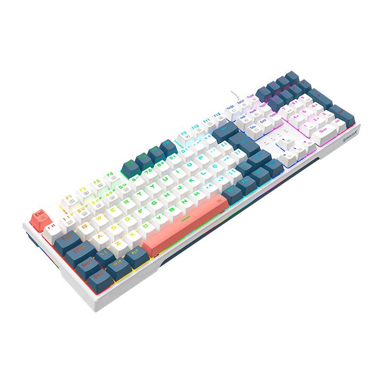 Teclado Mecanico Gamer Redragon Trundle, RGB, Switch Marrom, Branco e Azul, K668WBO-RGB-PT-BROWN
