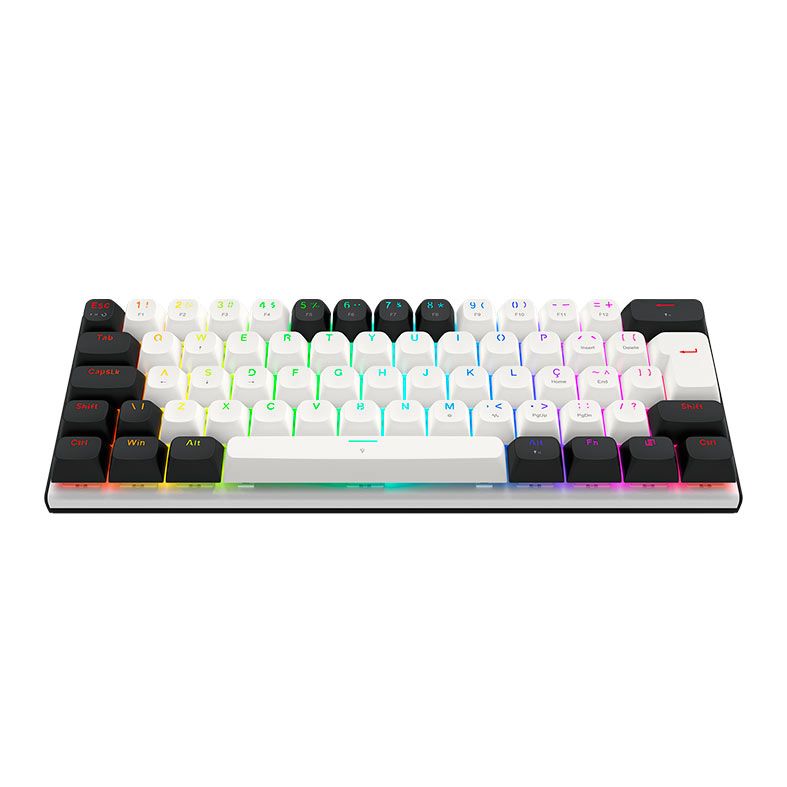 Teclado Magnetico Gamer Redragon Fidd, RGB, Switch Pink, Branco e Preto, K683BW-RGB-PT