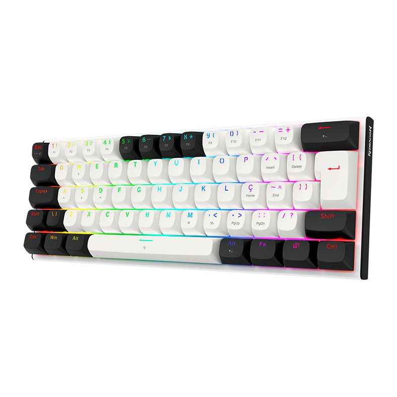 Teclado Magnetico Gamer Redragon Fidd, RGB, Switch Pink, Branco e Preto, K683BW-RGB-PT