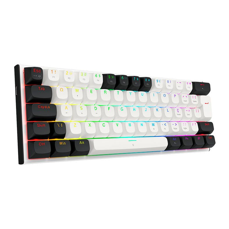 Teclado Magnetico Gamer Redragon Fidd, RGB, Switch Pink, Branco e Preto, K683BW-RGB-PT