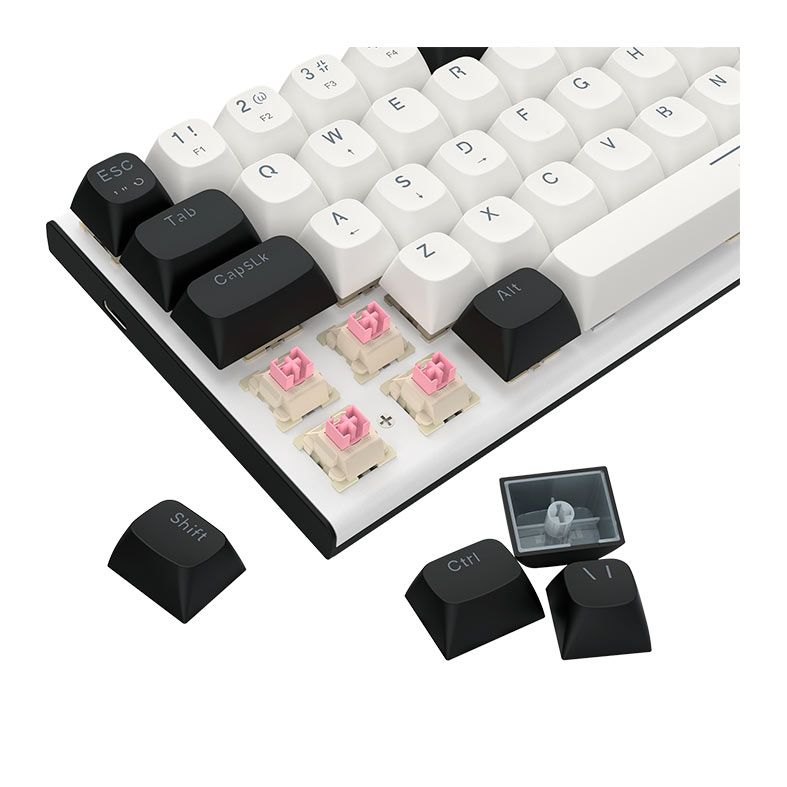 Teclado Magnetico Gamer Redragon Fidd, RGB, Switch Pink, Branco e Preto, K683BW-RGB-PT