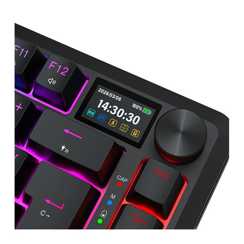 Teclado Mecanico Redragon Flekact Pro, RGB, 75%, ABNT2, Switch Leopard Linear, Tri-Mode, Preto, K708RGB-PRO