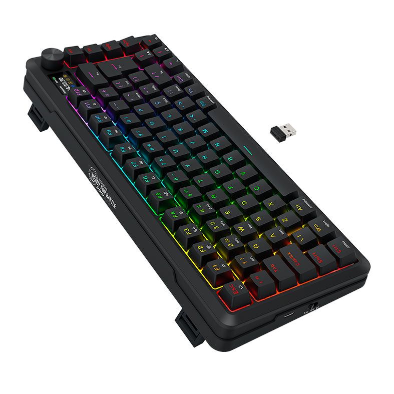 Teclado Mecanico Redragon Flekact Pro, RGB, 75%, ABNT2, Switch Leopard Linear, Tri-Mode, Preto, K708RGB-PRO