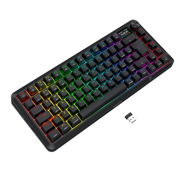 Teclado Mecanico Redragon Flekact Pro, RGB, 75%, ABNT2, Switch Leopard Linear, Tri-Mode, Preto, K708RGB-PRO