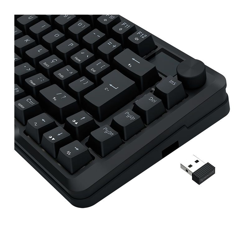 Teclado Mecanico Redragon Flekact Pro, RGB, 75%, ABNT2, Switch Leopard Linear, Tri-Mode, Preto, K708RGB-PRO