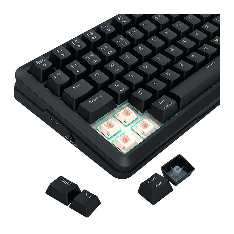 Teclado Mecanico Redragon Flekact Pro, RGB, 75%, ABNT2, Switch Leopard Linear, Tri-Mode, Preto, K708RGB-PRO