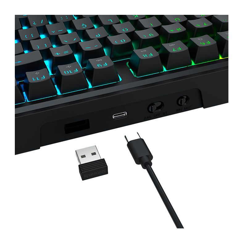 Teclado Mecanico Gamer Redragon Antonium Pro, RGB, Tri-Mode, Switch Redragon Manbo, Preto, K745RGB-PRO