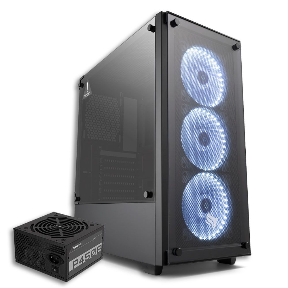 Pichau Kit Upgrade, Gabinete Pichau kazan Led Branco + Fonte Gigabyte 450W