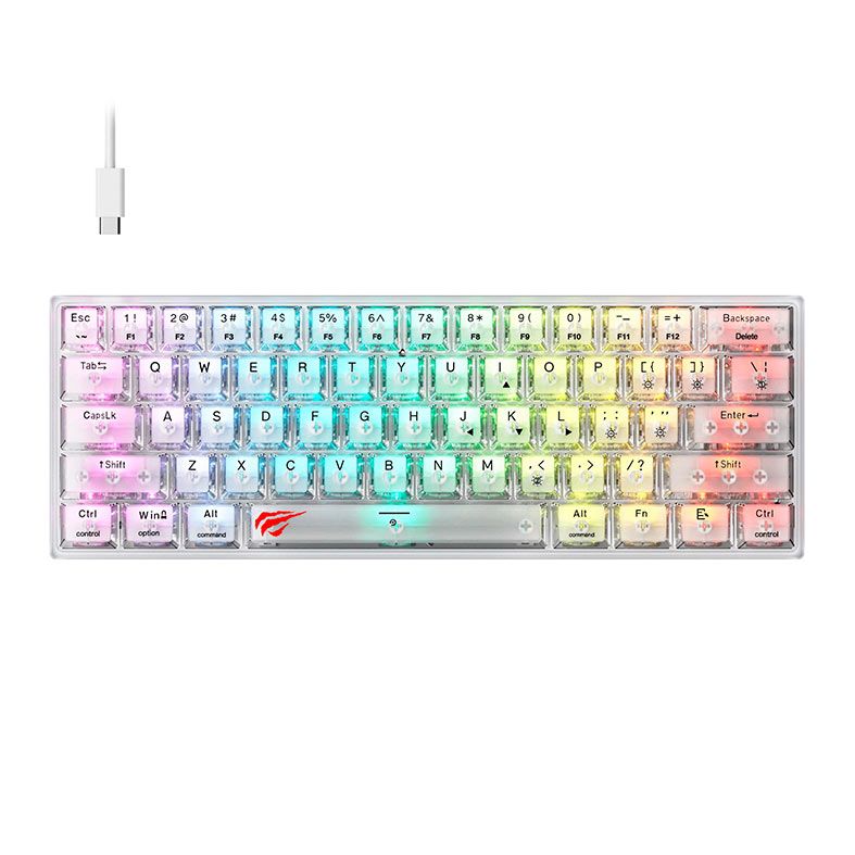 Teclado Mecanico Havit Gamenote KB877L, RGB, USB, Switch Content White, Transparente, HVKB-KB877L-TWH