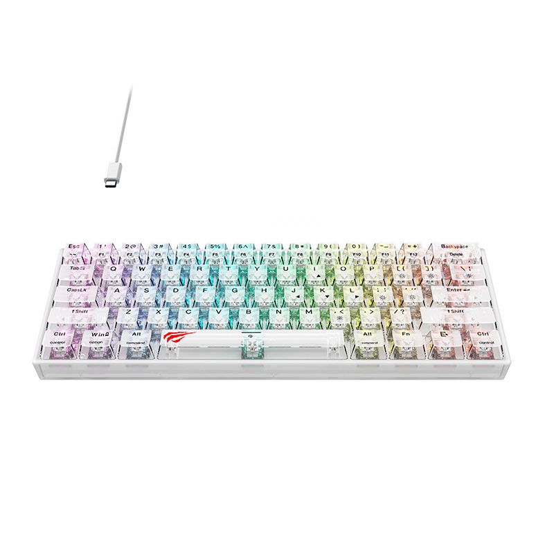 Teclado Mecanico Havit Gamenote KB877L, RGB, USB, Switch Content White, Transparente, HVKB-KB877L-TWH