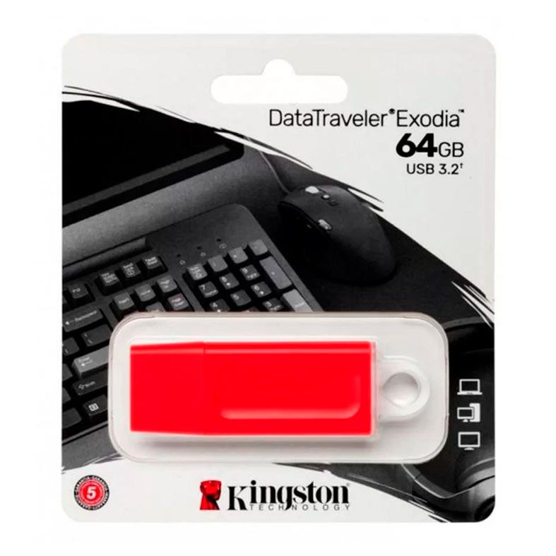 Pen Drive Kingston DataTraveler Exodia, 64GB, USB 3.2, Vermelho, KC-U2G64-7GR