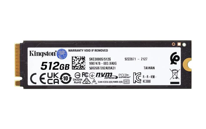 SSD Kingston KC3000, 512GB, M.2 2280, PCIe NVMe, Leitura 7000 MB/s, Gravacao 3900 MB/s, SKC3000S/512G