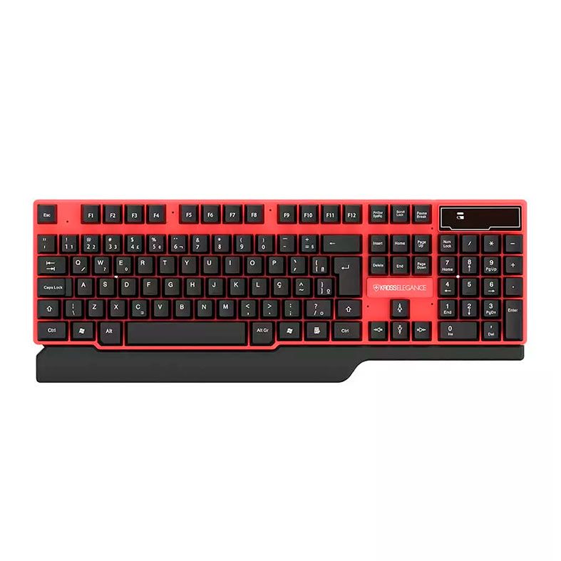 Kit Teclado e Mouse Kross Elegance, Wireless, ABNT2, 1000DPI, Preto e Vermelho, KE-KM553V1