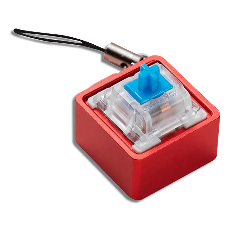 Chaveiro ZomoPlus x Acechoo, Vermelho com Switch Mecanico Azul, KEYCHAIN-SWITCH-RD