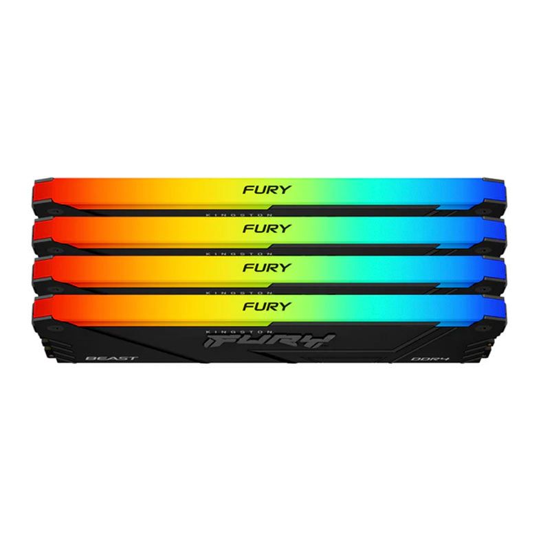 Memoria Kingston Fury Beast, RGB, 64GB (4x16GB), DDR4, 3200MHz, C16, Preto, KF432C16BB2AK4-64