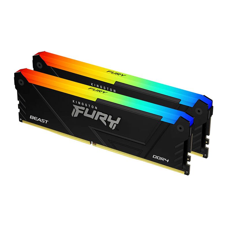 Memoria Kingston Fury Beast, RGB, 32GB (2x16GB), DDR4, 3600MHz, C18, Preto, KF436C18BB2AK2-32