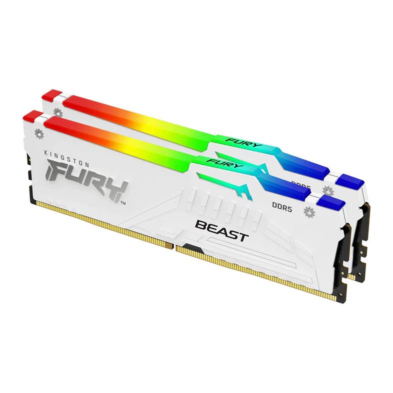 Memoria Kingston Fury Beast, RGB, 64GB (2x32GB), DDR5, 5200MHz, C36, Branco, KF552C36BWEAK2-64