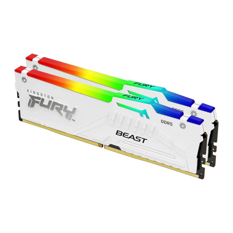 Memoria Kingston Fury Beast RGB, 64GB (2x32GB), DDR5, 5600MHz, C36, Branca, KF556C36BWEAK2-64