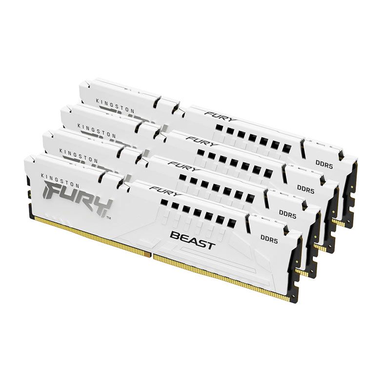 Memoria Kingston Fury Beast, 64GB (4x16GB), DDR5, 5600MHz, C40, Branco, KF556C40BWK4-64