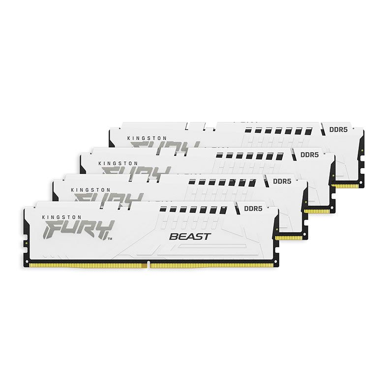 Memoria Kingston Fury Beast, 64GB (4x16GB), DDR5, 5600MHz, C40, Branco, KF556C40BWK4-64