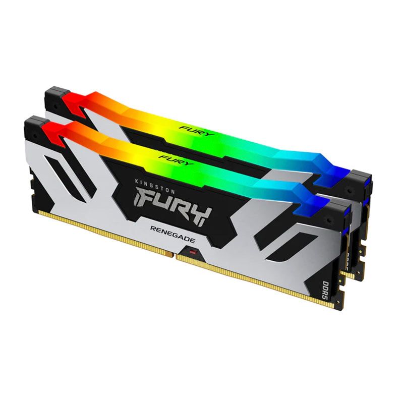 Memoria Kingston Fury Renegade, RGB, 32GB (2x16GB), DDR5, 6400MHz, C32, Preta e Prata, KF564C32RSAK2-32