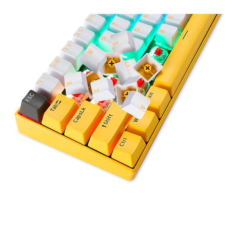 Teclado Mecanico Gamer Motospeed BK67 RGB, Switch Vermelho, Amarelo e Branco, KG-BK67-YL-RD-WW