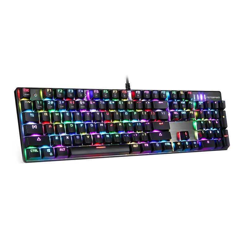 Teclado Mecanico Gamer Motospeed CK104, RGB, Switch Vermelho, Preto, KG-CK104-BK-RD-ABNT2