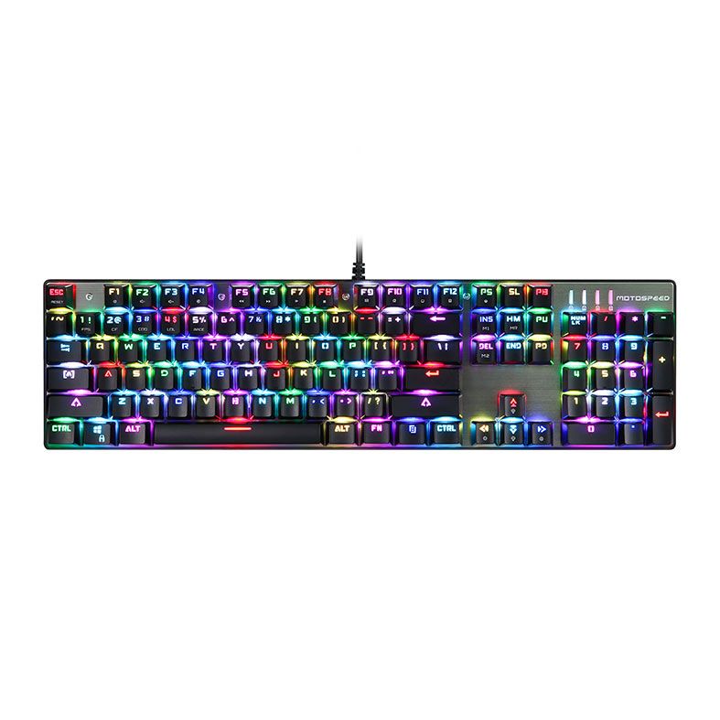 Teclado Mecanico Gamer Motospeed CK104, RGB, Switch Vermelho, Preto, KG-CK104-BK-RD-ABNT2