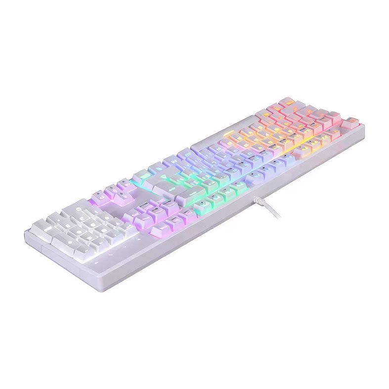 Teclado Mecanico Gamer Motospeed CK107 RGB, Switch Vermelho, USB, Branco, KG-CK107-WH-RD-WW