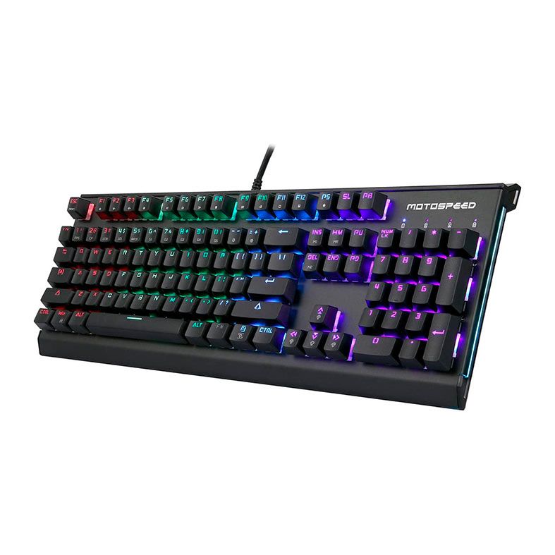Teclado Mecanico Gamer Motospeed CK76 RGB, Switch Vermelho, USB, Preto, KG-CK76-BK-RD-WW