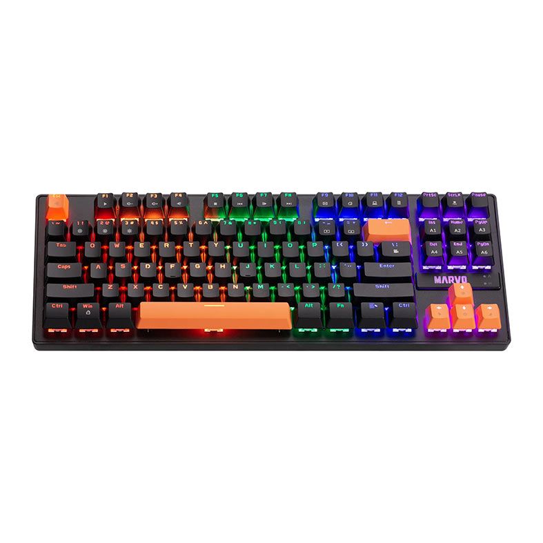 Teclado Mecanico Marvo KG901C, Rainbow, Switch Azul, USB, Preto, KG901C