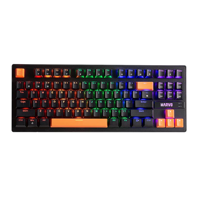 Teclado Mecanico Marvo KG901C, Rainbow, Switch Azul, USB, Preto, KG901C