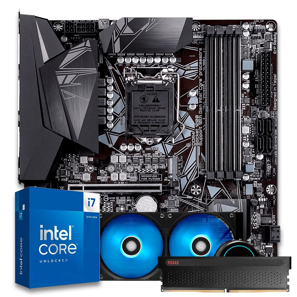 Pichau Kit Upgrade, Intel i7-13700K, Z790 DDR4, 16GB DDR4, Water Cooler 240mm