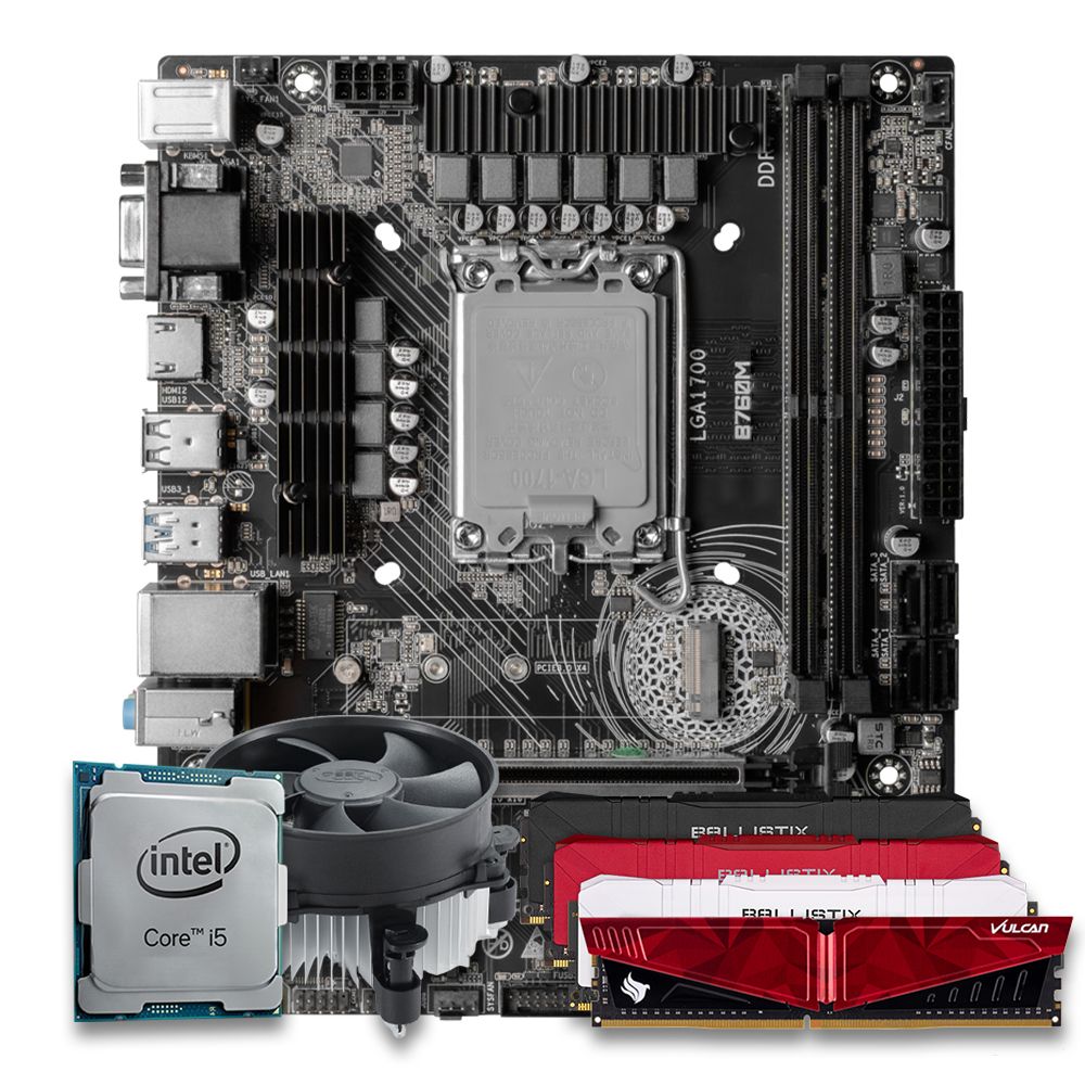 Pichau Kit upgrade, Intel i5-12400F, B760M DDR4, 8GB DDR4