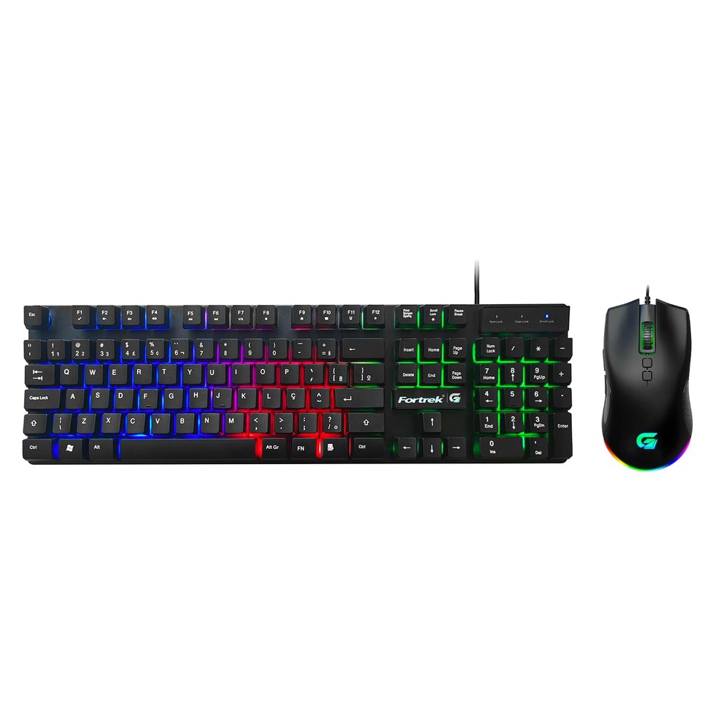 Kit teclado e mouse Fortrek BlackFire, Rainbow, 7200DPI